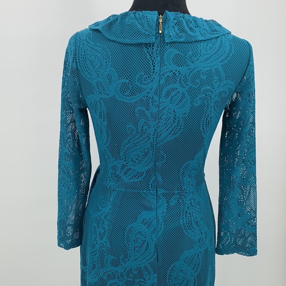NWT Lilly Pulitzer Dress size Small Tiki Wrap Ruffle Tidal lace teal - Picture 7 of 11